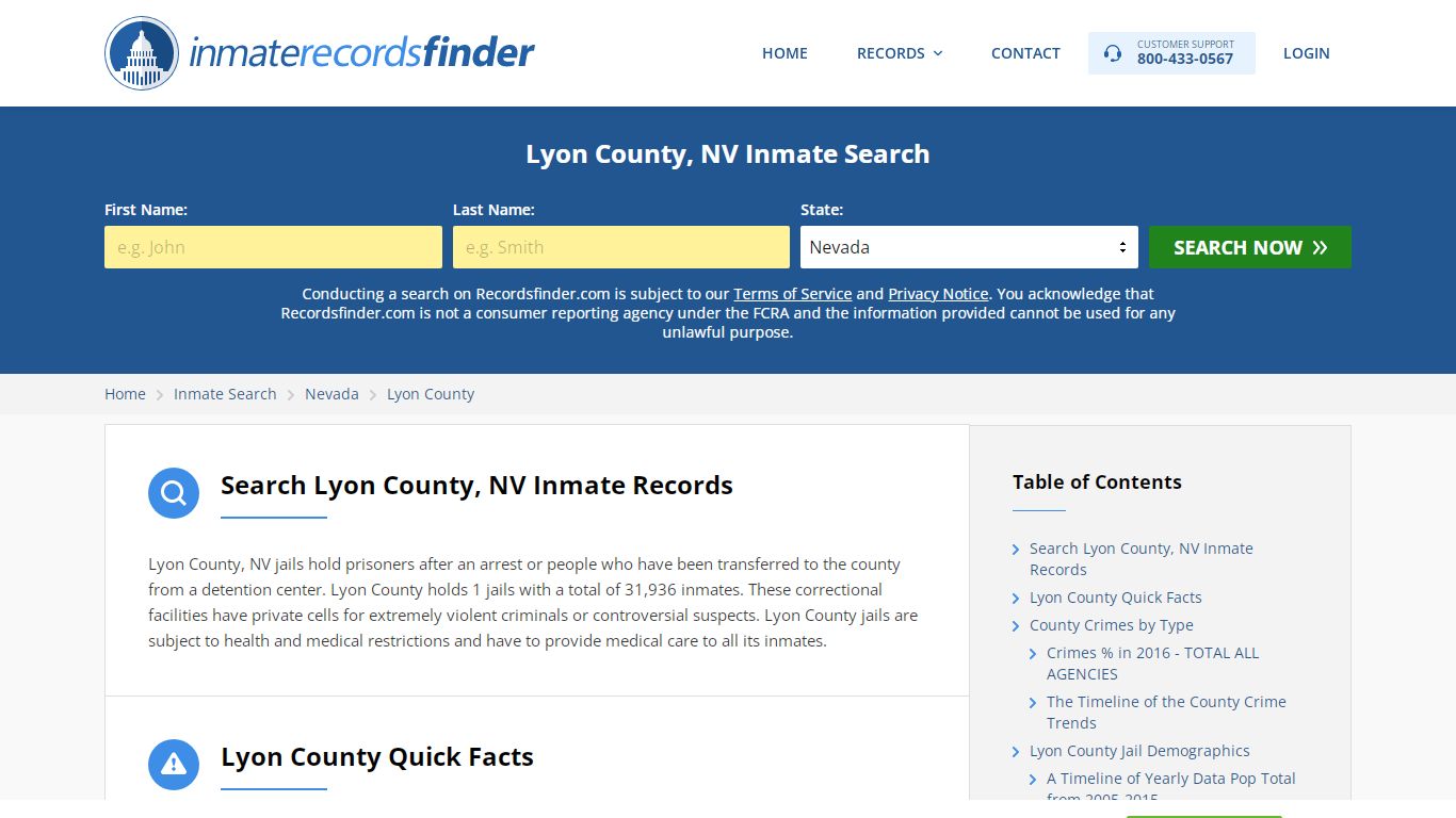 Lyon County, NV Inmate Lookup & Jail Records Online